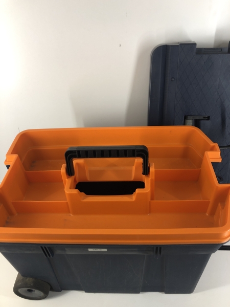 Caisse de rangement sur roulettes - capacité 50L, 2 roues diamètre 11 cm, poignée rétractable pour manutention et transport