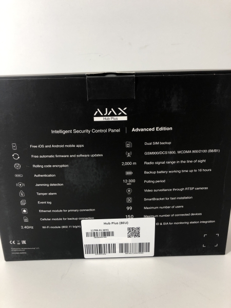 Panneau de contrôle de sécurité AJAX Hub Plus - Unité centrale intelligente Wi-Fi Ethernet double SIM