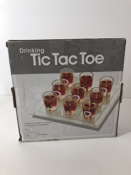 Jeu à boire Morpion Shooters + plateau en verre - Verres à shot et plateau en verre pour soirées conviviales