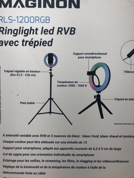 MAGINON Ringlight avec trépied led RVB