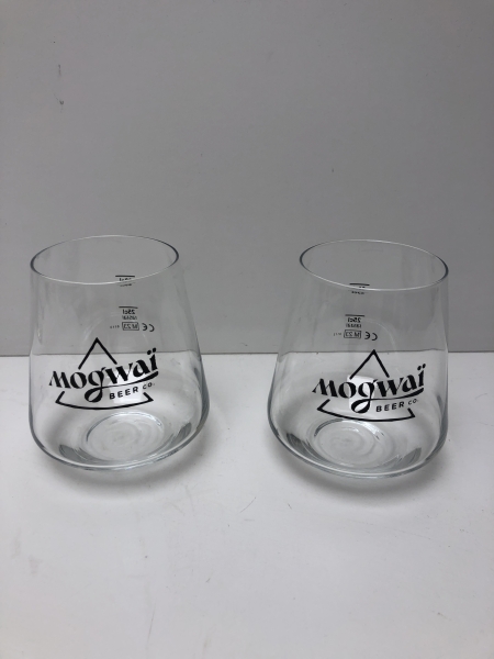 Verres Harmony Mogwaï - Lot de 2 Verres à Boire 25cl à 33cl, Écriture Noire, Hauteur 10.5cm pour Usage Quotidien