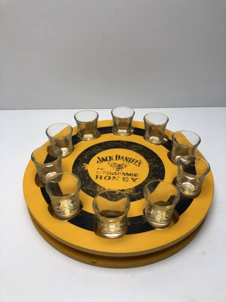 Plateau de service pour shots JACK DANIEL's - Bois, 12 emplacements, usage bar et maison