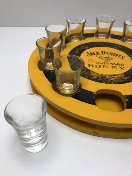 Plateau de service pour shots JACK DANIEL's - Bois, 12 emplacements, usage bar et maison