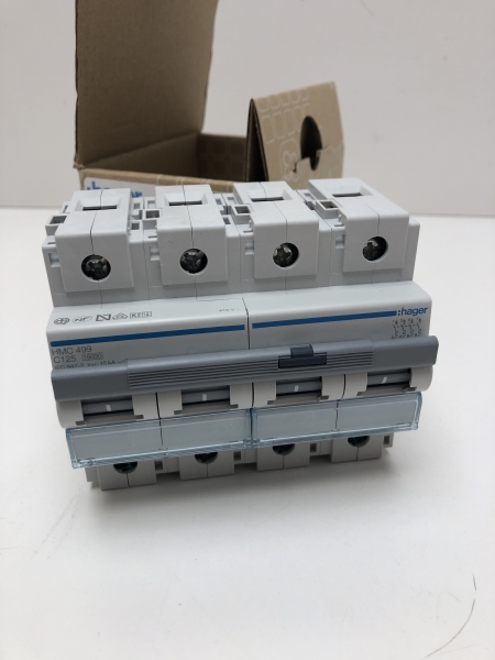 Disjoncteur Hager HMC499 - 4 pôles 125 A courbe C 15 kA pour installation électrique résidentielle et professionnelle