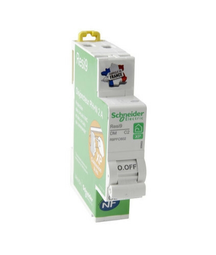 Disjoncteur modulaire Schneider RESI9 XP 1P+N 2A courbe C pour installation électrique résidentielle