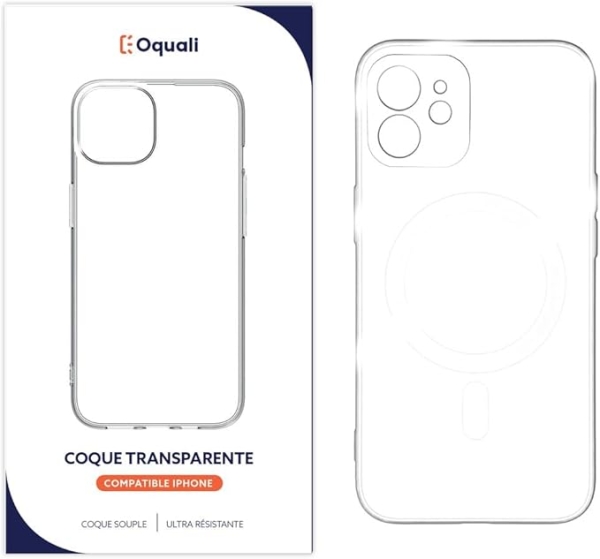 Oquali Coque iPhone 12 Transparent TPU Compatible Magsafe