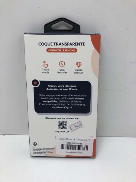 Oquali Coque iPhone 14 Transparent TPU 