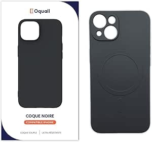 Oquali Coque iPhone 14 noir TPU Compatible Magsafe