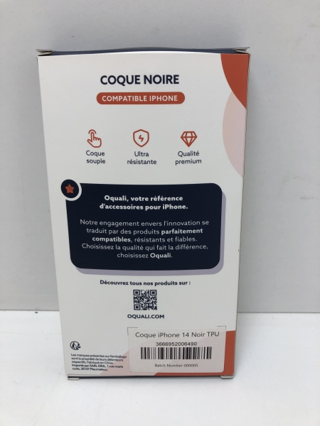 Oquali Coque iPhone 14 Noir TPU 
