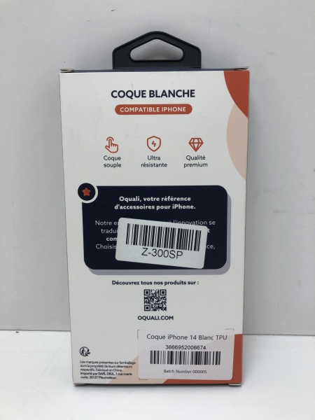 Oquali Coque iPhone 14 Blanc TPU 