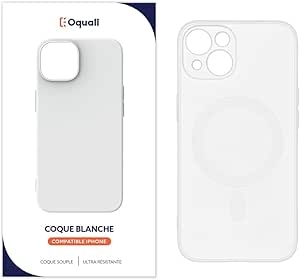 Oquali Coque iPhone 14 blanc TPU Compatible Magsafe