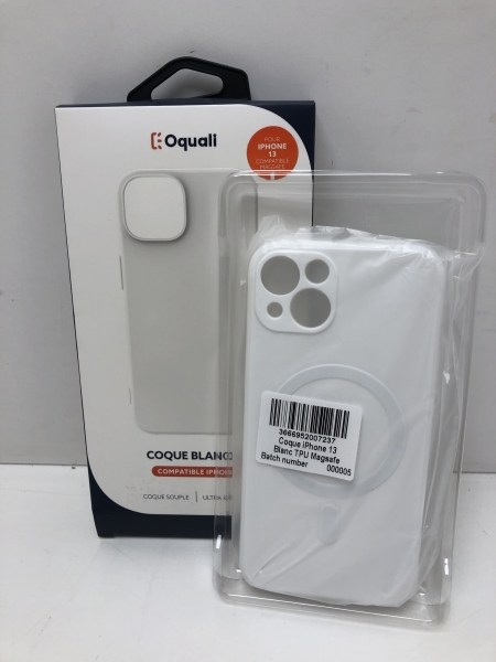 Oquali Coque iPhone 13 blanc TPU Compatible Magsafe