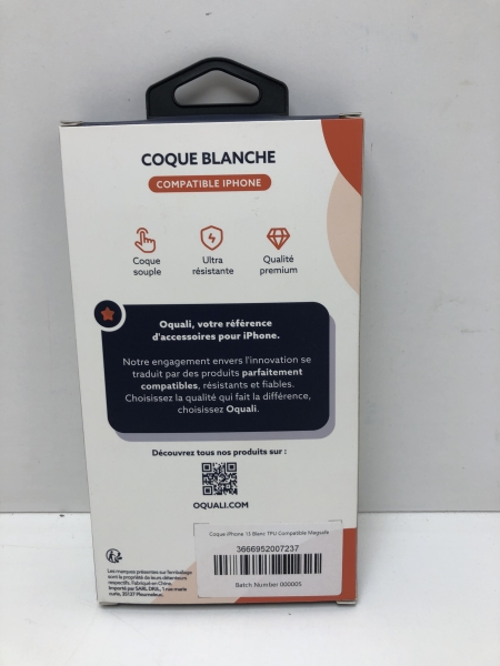 Oquali Coque iPhone 13 blanc TPU Compatible Magsafe