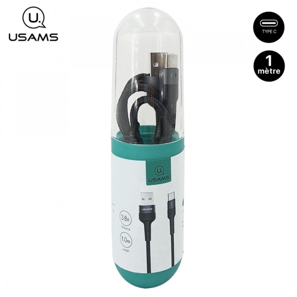 Cable tressé USAMS en tube 1M TYPE-C