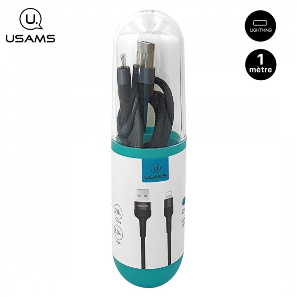 Cable tressé USAMS en tube 1M Lightning