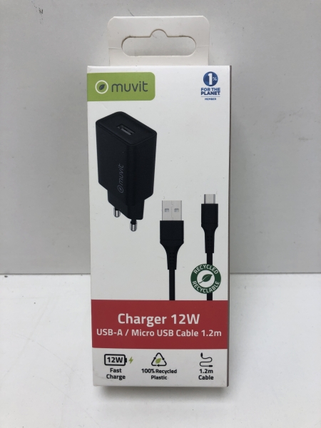 Muvit For Change Pac Chargeur Secteur 12W + Câble Micro-USB NOIR