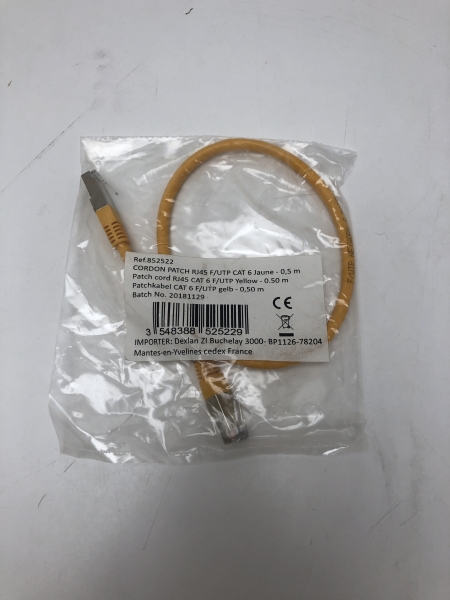 Cordon Patch RJ45 F/UTP Cat6 jaune 0.5m