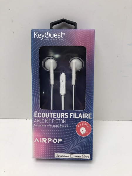 Ecouteurs filaire kit piéton blanc KEYOUEST