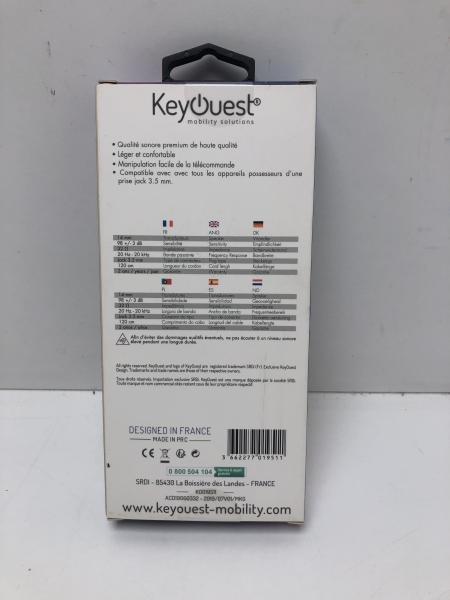 Ecouteurs filaire kit piéton blanc KEYOUEST