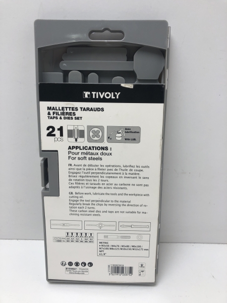 Taraud et filière Tivoly 21 pièces