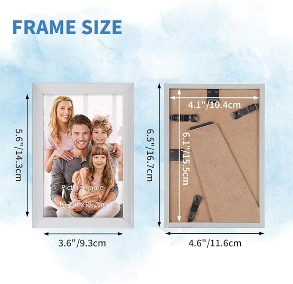 Cadre Photo 10x15 Bord Étroit Blanc - Affichage Mural ou Sur Table, Usage Décoratif