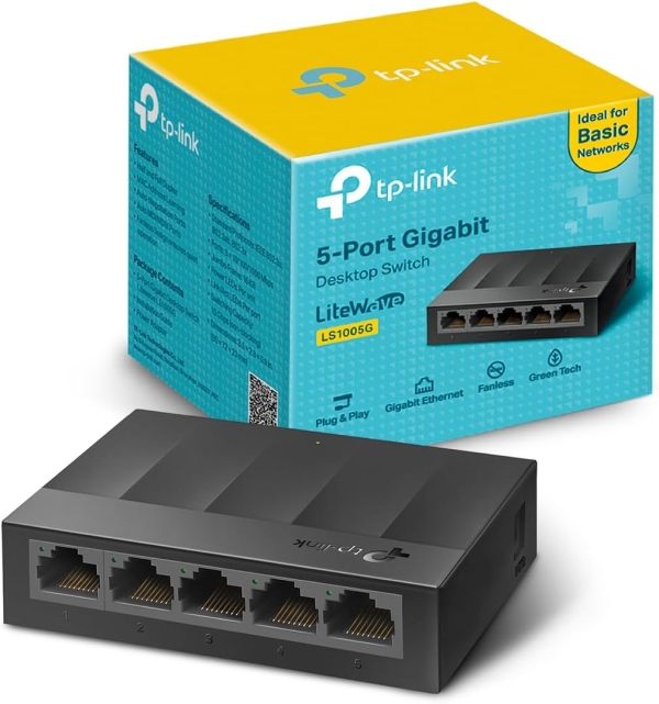 Switch TP-Link LS1005G - 5 ports Gigabit Ethernet non géré, Desktop/Wall-mount, Fanless