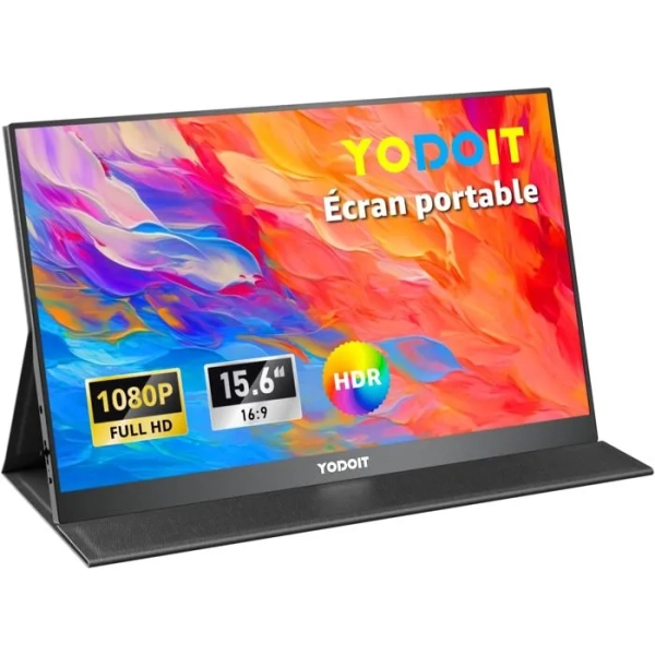 Écran portable YODOIT PTM15 - 15,6" IPS Full HD 1080p, USB-C & Mini HDMI, Haut-parleurs intégrés - Étui de rangement inclue
