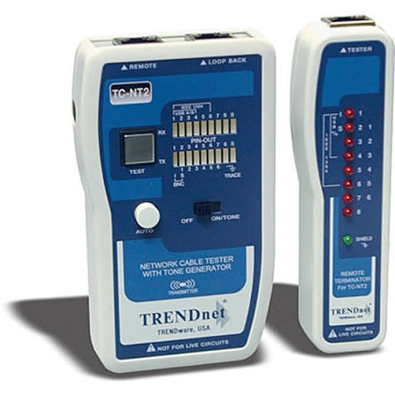 Testeur de câble réseau TRENDnet TC-NT2 - RJ45/RJ11, Test de continuité, Longueur, Détection de défauts