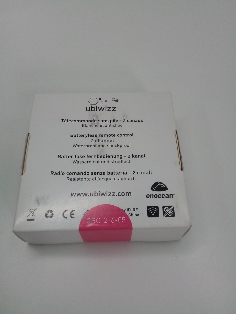 Télécommande Ubiwizz Ubi'Remote - EnOcean sans pile, 2 canaux, Compatible domotique