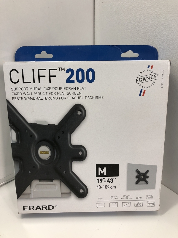 Support mural fixe écran plat CLIFF 200 - 19" à 43" 48 à 109 cm 30kg Max - Pour TV et moniteurs
