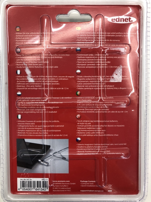 Câble de sécurité pour ordinateur portable NoteBook LOCK - Acier renforcé, clé incluse, compatible avec tous les modèles