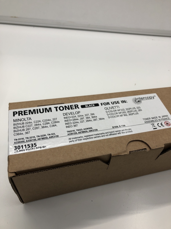Toner Noir Intercopy PREMIUM - Compatible Minolta Bizhub 224e C224 C224e 227 284e C284 C284e 287 C287 364e C364 C364e 367