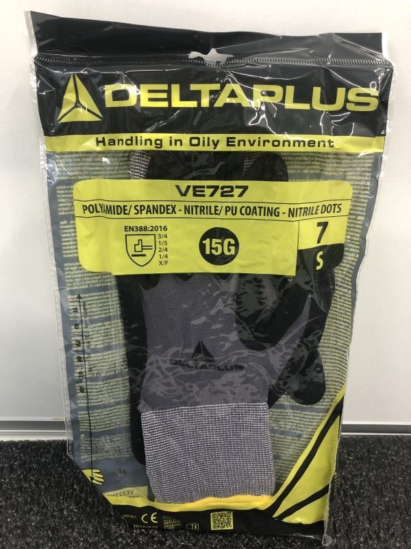Gants de Protection DELTAPLUS VE727 - Taille 7 S - Sécurité pour Travaux Manuels et Industriels
