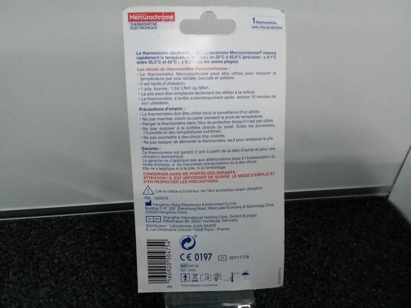 Thermomètre Électronique Mercurochrome - Précision Température Corporelle Usage Médical et Domestique