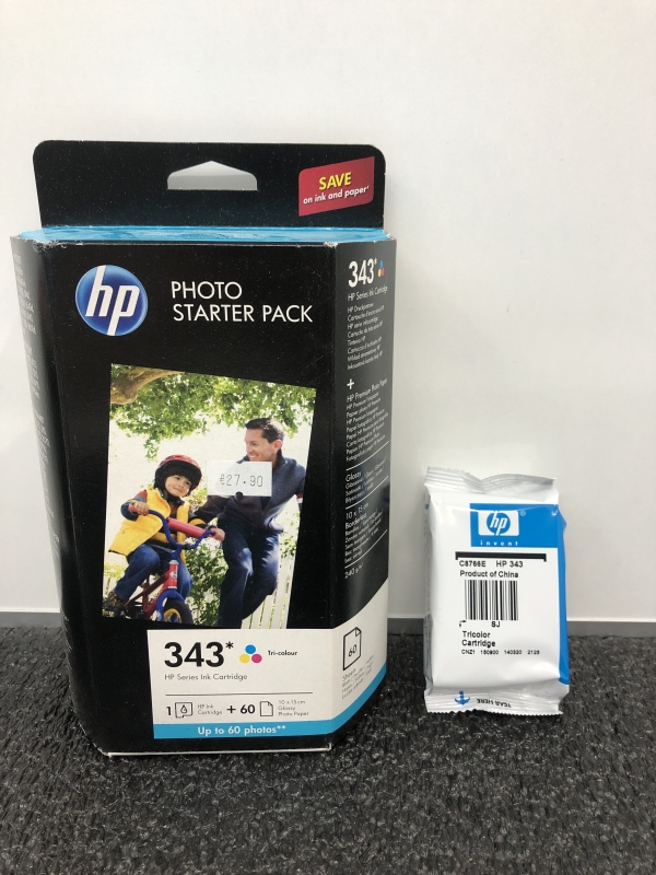 2 Cartouches encre imprimante HP 343 couleur - 1 starter pack - 1 cartouche seul