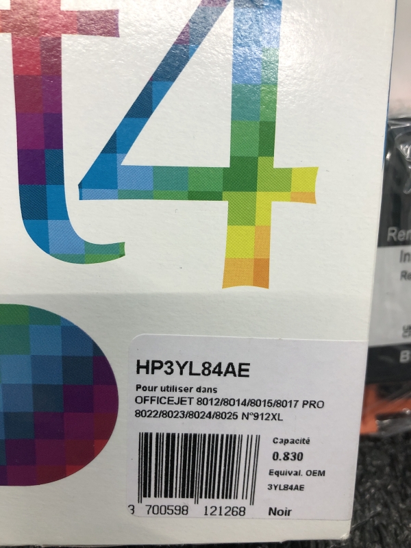 Cartouche encre imprimante HP 912 XL compatible - Pack 8 unités (2 noir, 2 jaune, 2 cyan, 2 magenta) pour bureau