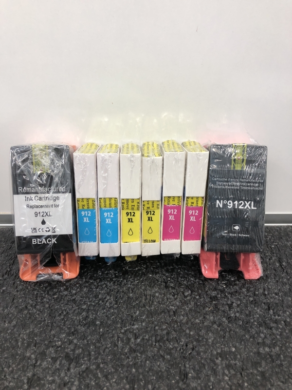 Cartouche encre imprimante HP 912 XL compatible - Pack 8 unités (2 noir, 2 jaune, 2 cyan, 2 magenta) pour bureau