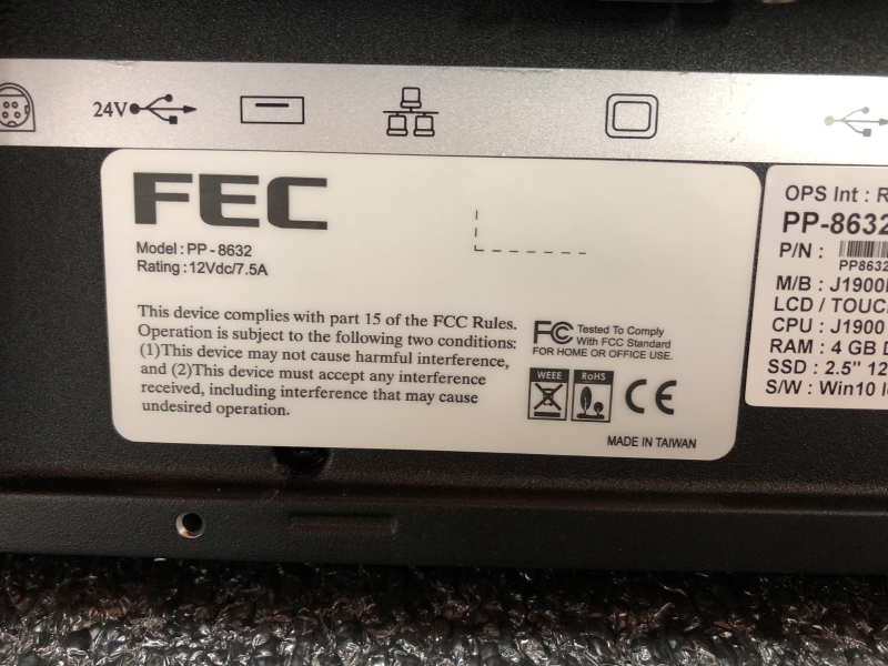 Ecran Tactil caisse enregistreuse - FEC PP-8632