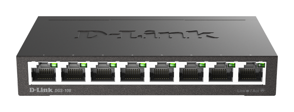 Switch D-LINK DGS-108 - 8 ports RJ45 Gigabit Ethernet - Pour réseau domestique ou professionnel