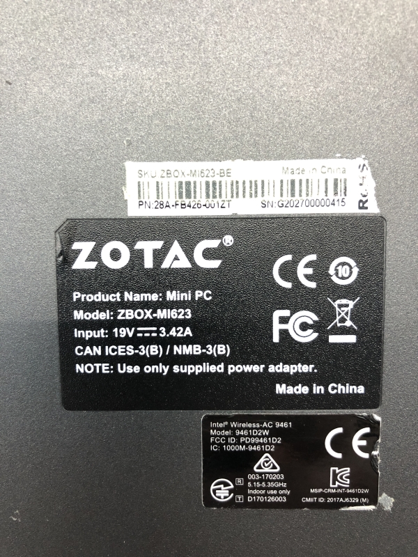 Mini PC ZOTAC - Intel Core i3-10110U - 8 Go RAM - NVME 120 Go - 3 x USB - 2 x RJ45 - Wifi - Windows 11 Pro - Alimentation fournie