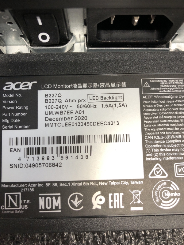 Écran ACER B227Qbmipx - 21.5 pouces Full HD IPS Sans pied pour bureau et multimédia
