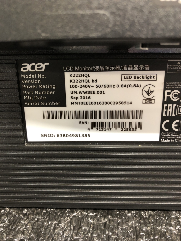 Écran ACER K222HQLbd - 21.5