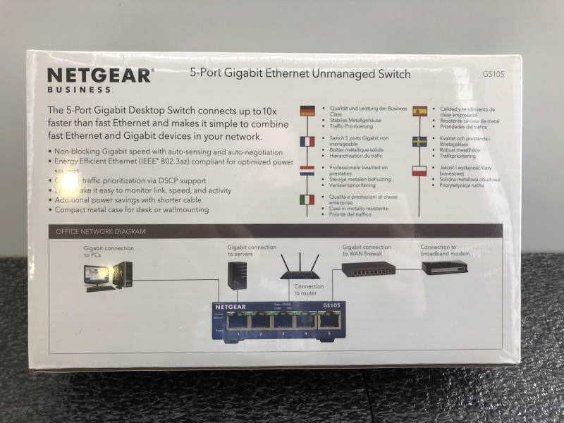 Switch Ethernet NETGEAR GS105 - 5 ports RJ45 non manageable pour réseau domestique ou bureau