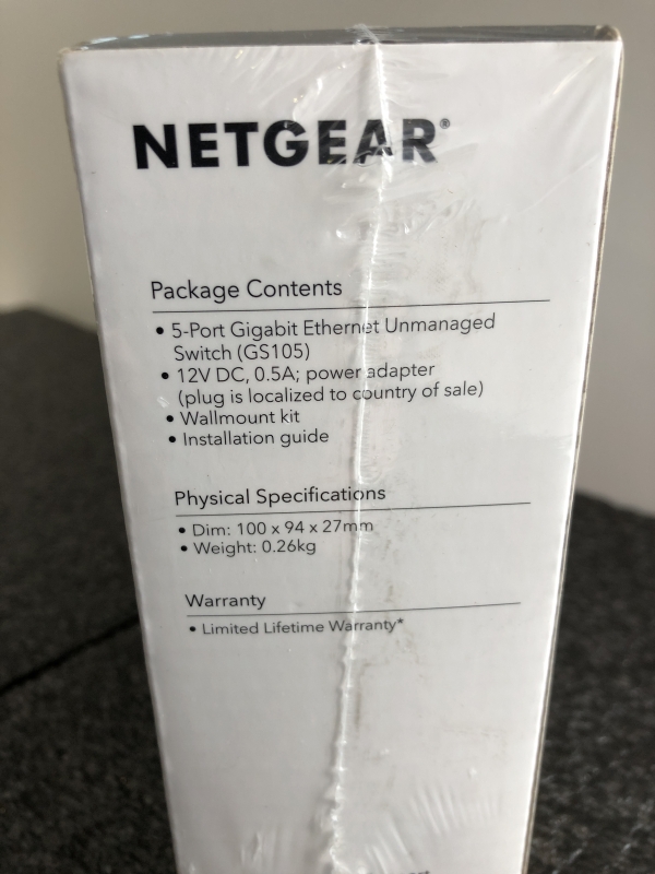 Switch Ethernet NETGEAR GS105 - 5 ports RJ45 non manageable pour réseau domestique ou bureau