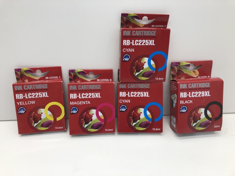 Cartouche compatible BROTHER LC225 - Lot de 8 cartouches - Couleur et noir