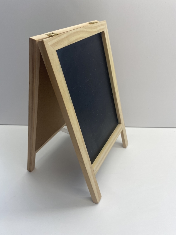 Chevalet bois et ardoise double face 20x32 cm - Support d'écriture pour bureau ou école