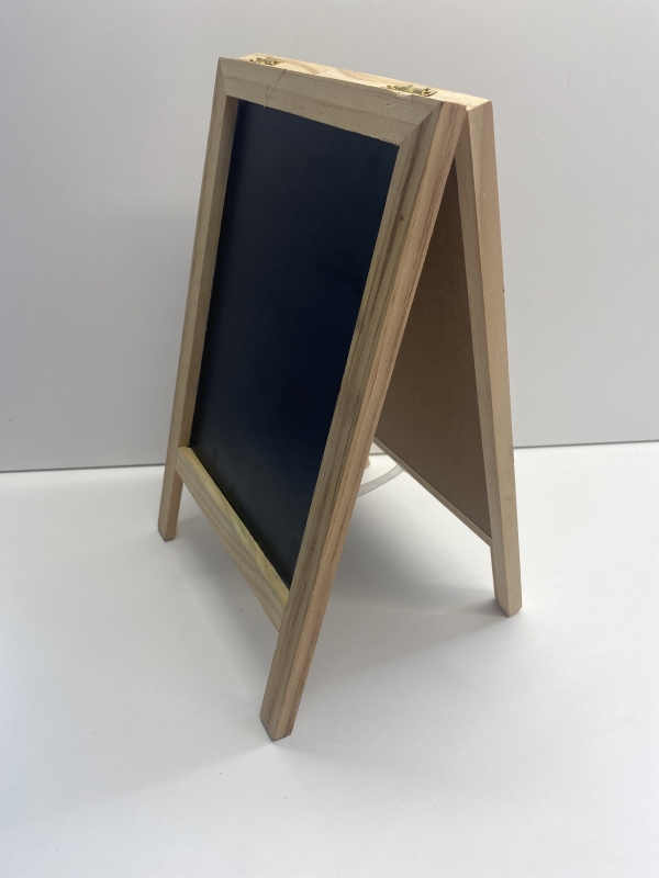 Chevalet bois et ardoise double face 20x32 cm - Support d'écriture pour bureau ou école