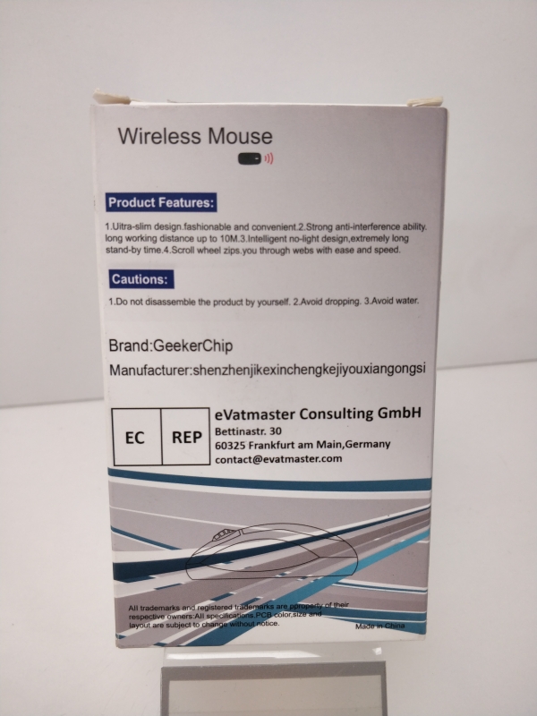 Souris sans fil - GEEKERCHIP - Grise - Boite d'origine - Câble de charge - Bluetooth et récepteur