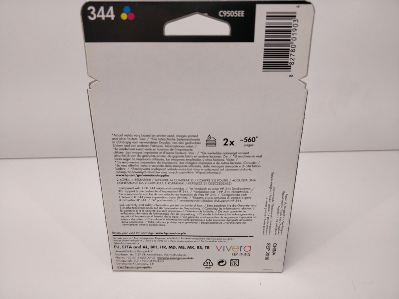 Cartouches d'encre couleur HP 344 - Lot de 4 cartouches compatibles avec imprimantes HP