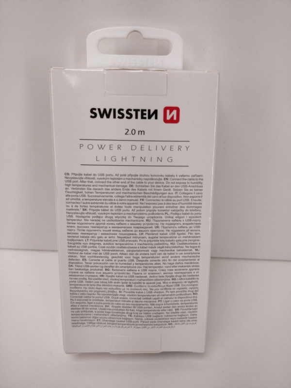 Câble USB-C Lightning Swissten - 2 mètres, 3A max, power delivery pour recharge rapide